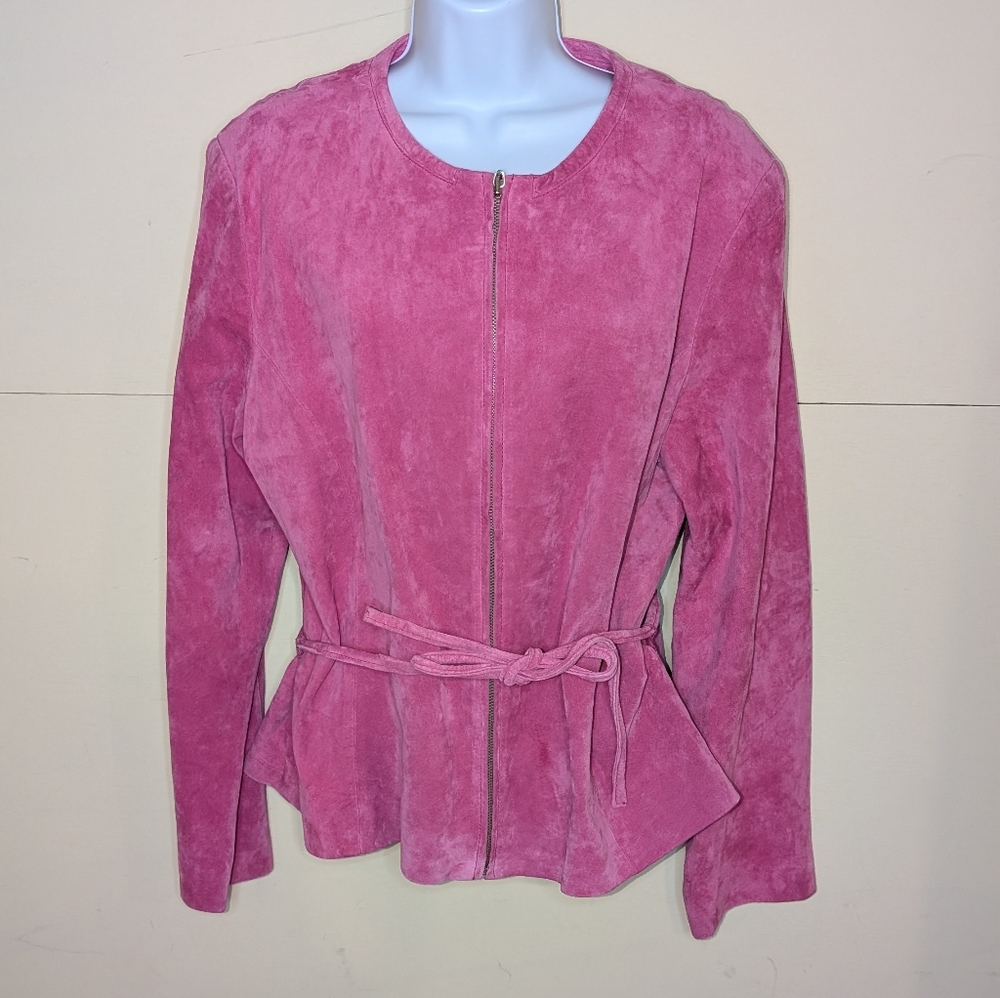 NWT & VTG Revue Genuine Suede Leather Jacket Bright Pink